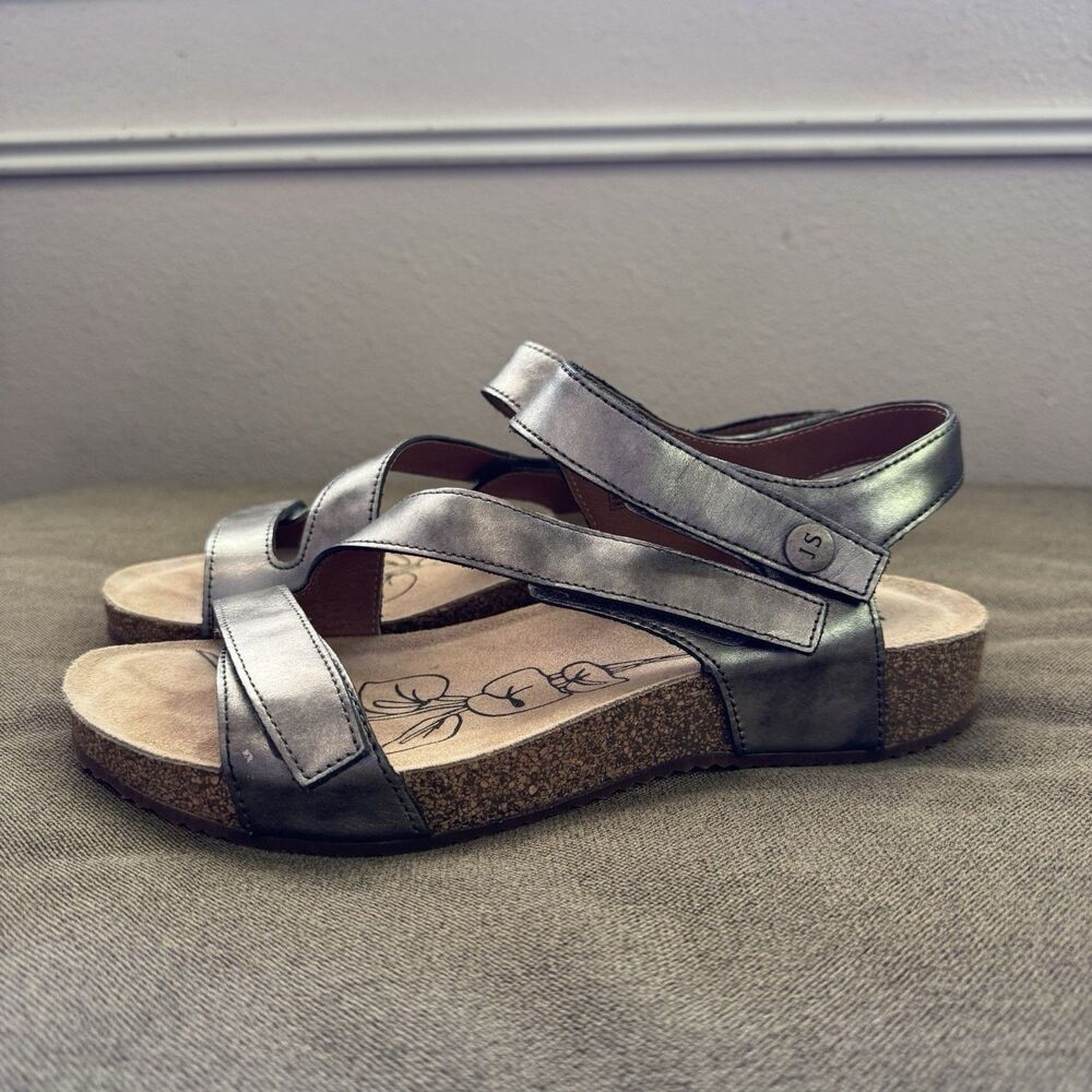Josef Seibel 76846 Tonga 25 Silver Grey Gunmetal Nubuck Sandals Size 40